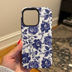 CASELY Rose to Fame | Blue & White Rose Floral Case iPhone 13 Pro